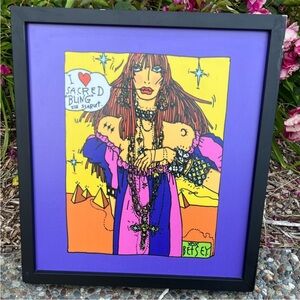 Betsey Johnson Vibrant Purple and Yellow Art Illustration